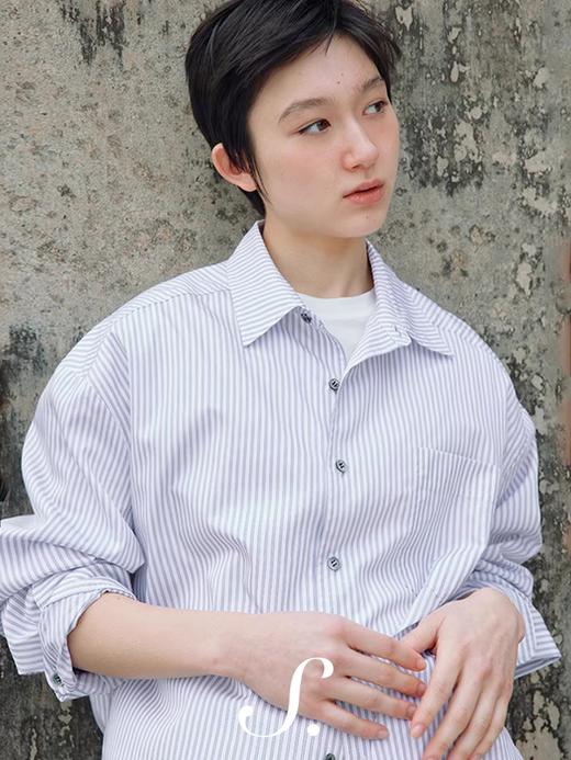 shyshystill/shy202411039/春日漫步轻盈感棉质宽松条纹衬衫 商品图1