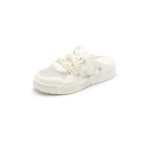 westory真皮厚底增高网面老爹鞋女款2023夏季新款高级感圆头穆勒拖56151