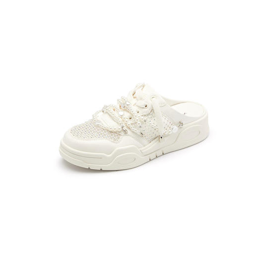 westory真皮厚底增高网面老爹鞋女款2023夏季新款高级感圆头穆勒拖56151 商品图0