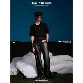 启世录TIWILLTANG“爵屿钦杰”镶边三角金属标百搭T恤圆领短袖男