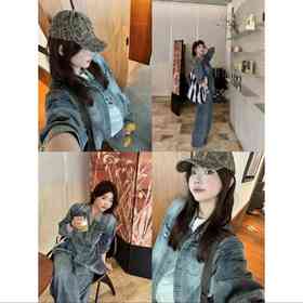 蕾蕾【威尔士-外套】复古设计水洗大口袋翻领长袖牛仔衬衫外套