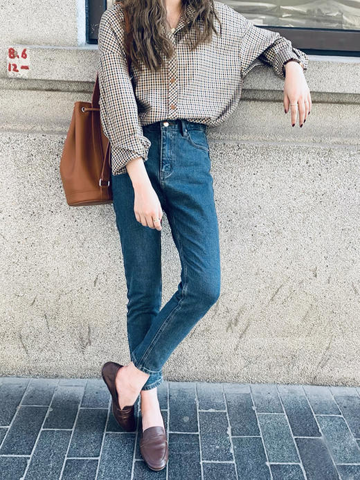 【百图lulu定制】【拾光格子衬衫】文艺范 复古格子 长袖衬衫 商品图7