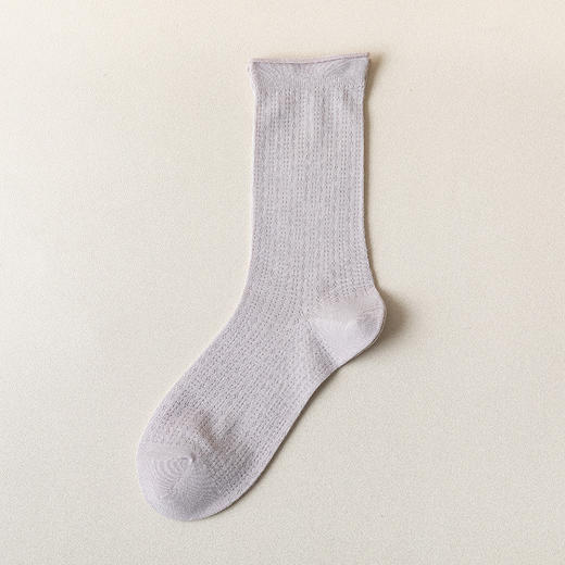 【春夏网眼袜子女中筒】透气薄款 纯色女士夏季长袜 堆堆袜棉袜月子 商品图8