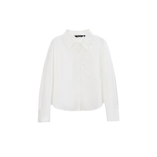 NEELLY纳俪商场同款春新款纯色长袖短衬衫外套女通勤休闲简约上衣N25034B04609 商品图3