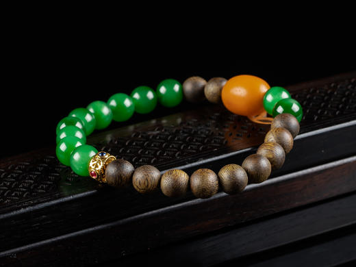 XY0017原创沉香+碧玉老蜜蜡枣珠手串 商品图5