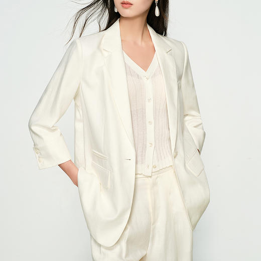 NEELLY纳俪商场同款春新款设计感通勤气质简约西装外套女百搭舒适N25032W01149 商品图2