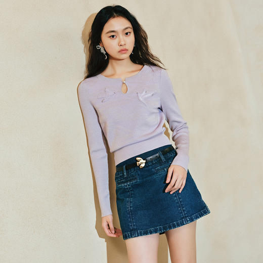 精致钉珠飞鸽刺绣套头毛衫春品(货号:MC85SW044) 商品图0