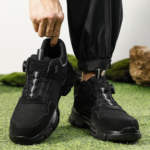 2025新款夏季透气劳保鞋防砸防刺穿欧标钢包头凯夫拉底橡塑底黑色四季款低帮安全鞋 商品图2