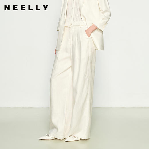 NEELLY纳俪商场同款春季新款宽松直筒时尚通勤长裤女随性休闲裤N25032H01155 商品图0