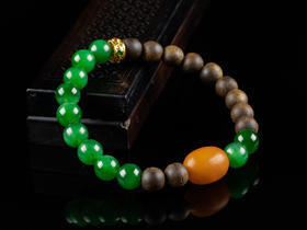 XY0017原创沉香+碧玉老蜜蜡枣珠手串