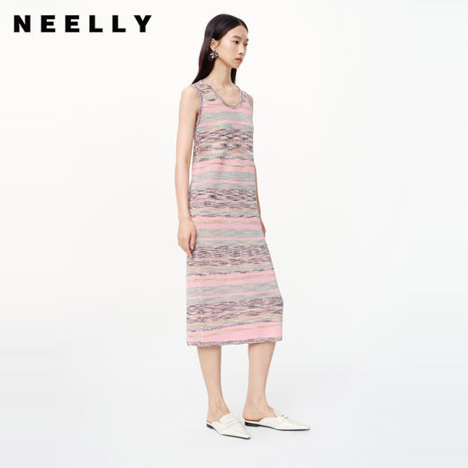 NEELLY纳俪商场同款春新款无袖背心连衣裙女设计感多彩亮眼长裙N25034Y04614 商品图0