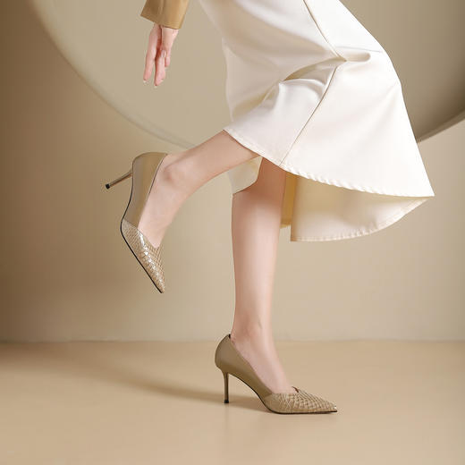 westory秋季新款纯色小尖头细高跟舒适优雅单鞋W24CE75131 商品图5