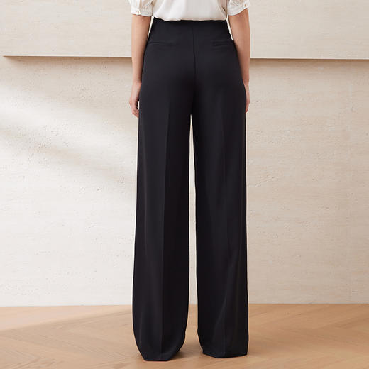 EITIE爱特爱高腰垂坠显瘦链饰高级感通勤黑色直筒裤2025夏季新款B2505602 商品图4