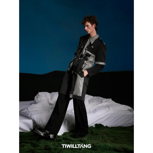 启世录TIWILLTANG“银制渐近”口袋翻折拼接短裤撞色夏季短款裤子 商品图3