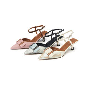 westory夏季彩色羊皮优雅尖头细高跟空鞋女56011