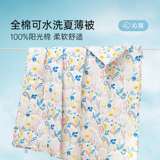 雅芳婷新款全棉可水洗夏薄被田园风被芯夏季空调被透气吸汗夏凉被 商品图0
