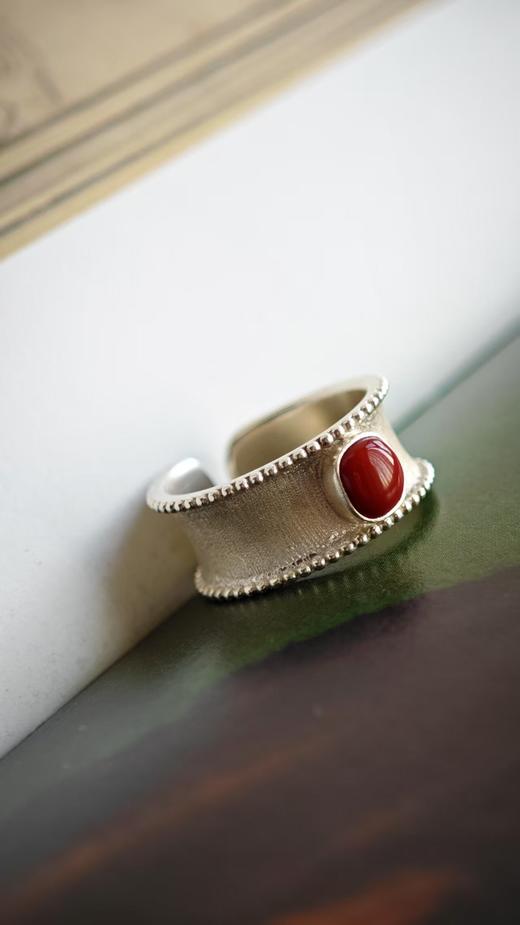 难哄集·和田和南红银戒指【嘉石597】 商品图5