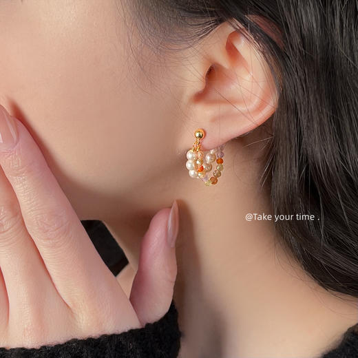 锆石很闪~原创设计手作设计感甜美耳环 商品图1