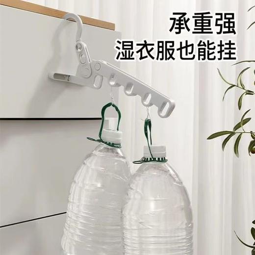 【雨天室内轻松晾晒！折叠晾衣架】出差旅行便携五孔衣架加粗室内多功能壁挂旅行塑料衣架，浴室置物架悬挂，毛巾浴巾轻松收纳。ry 商品图3