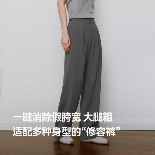 【严选】诗凡黎高级西装阔腿裤2025年春显瘦修身垂感气质时尚设计感休闲裤7G3150011 商品图4