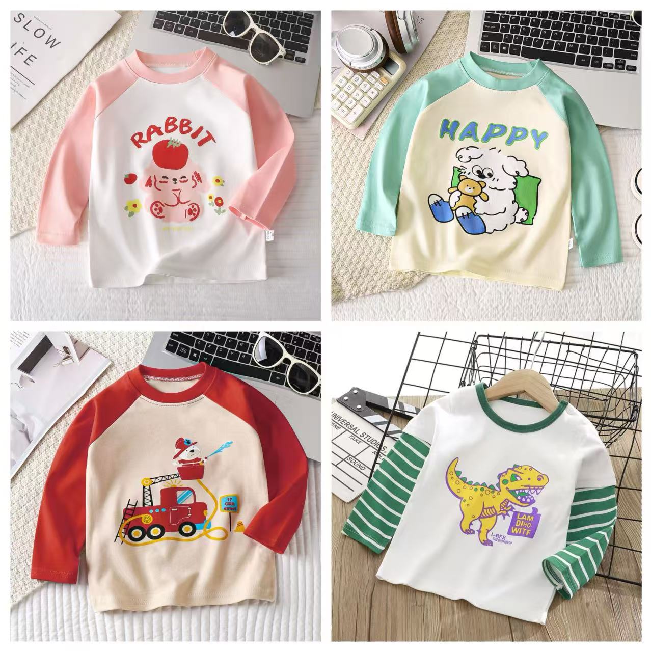 【39.9到手3件】儿童长袖t恤打底衫 73-130cm 纯棉面料 舒适亲肤