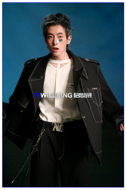 启世录TIWILLTANG“溯御垚寂”暗门襟镂空拼接T恤小众高级短袖 商品图5