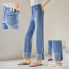 IC 设计感翻边脚口修身牛仔裤女2025春秋通勤休闲百搭直筒裤 商品缩略图2