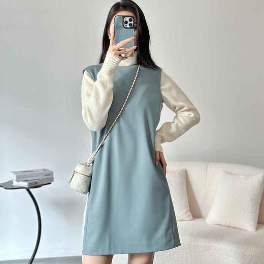 顺丰包邮洛诗琳14528夏季新款纯色优雅气质直筒无袖连衣裙0792 商品图3