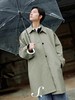 shyshystill/shy2024110002/麦绿色清新复古风格宽松中长款简约廓形风衣 商品缩略图2