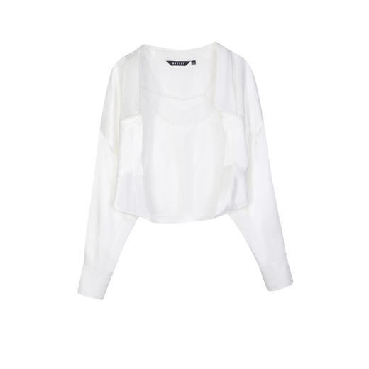 NEELLY纳俪商场同款春新款舒适白色长袖醋纤短外套女宽松简约上衣 N25034C04621 商品图3