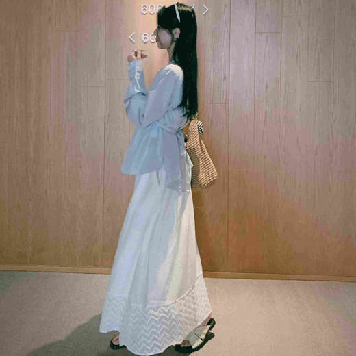 顺丰包邮洛诗琳14903春季新款条纹印花气质绑带收腰真丝上衣1026 商品图1