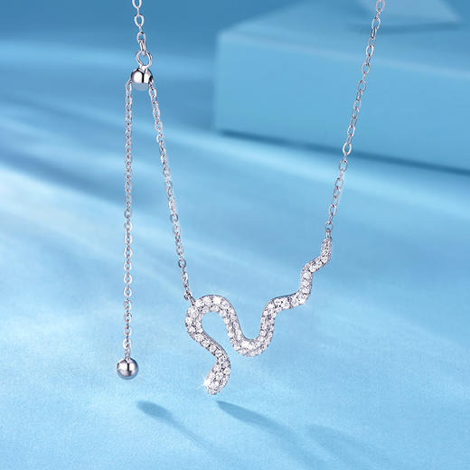 【蛇年礼赠】卡蒂罗/KADER 流光银蛇项链十二生肖蛇年本命年纳福转运可调节拼接链 小众高级感情人节女友 925银 商品图2