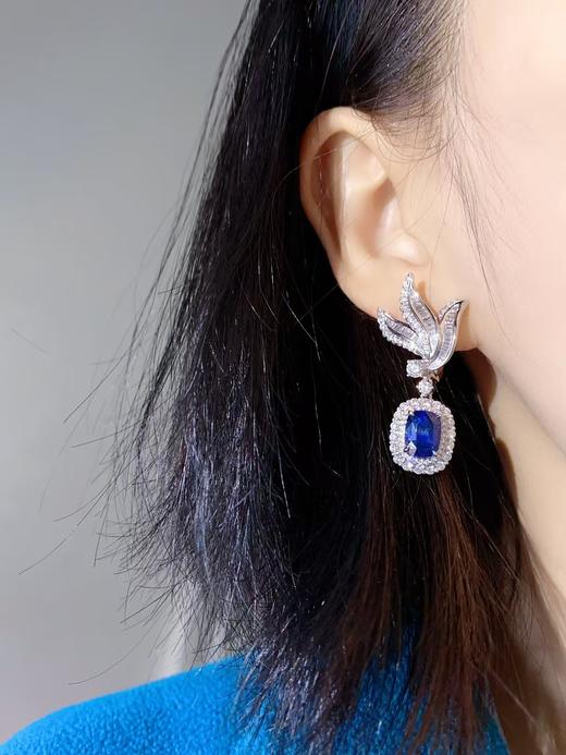 6.07ct刻面蓝宝石耳坠 商品图3