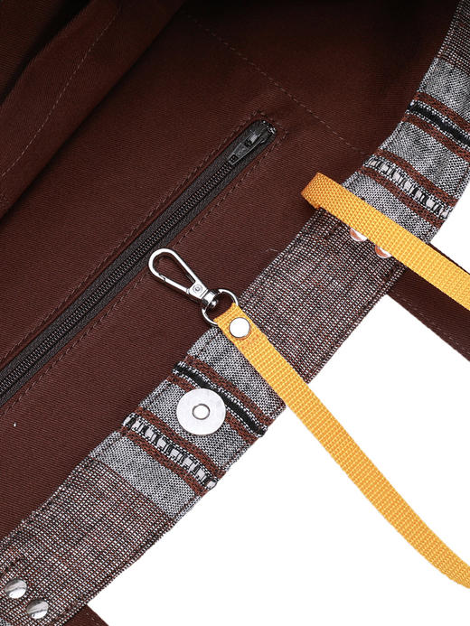 callisto咖啡色亚麻混纺手提袋 商品图4