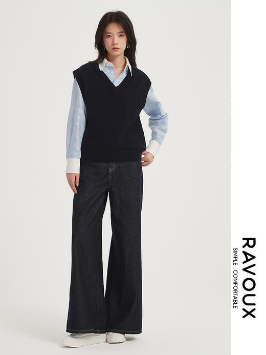 271219902藏青V领马甲 商品图3