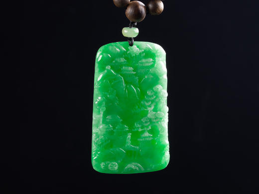 XY0032原创 沉香+阳绿翡翠山水牌挂件 商品图6