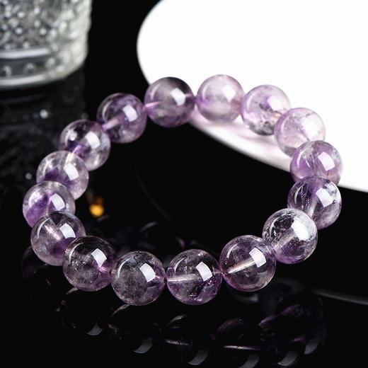 【仙气飘飘】天然紫水晶兔毛圆珠手链手串 梦幻紫色 浪漫高级 兔毛发丝绵密繁多 可遇不可求 商品图3