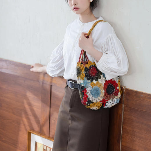 苏苏姐家向日葵拼花包手工DIY钩针毛线编织自制材料包 商品图3