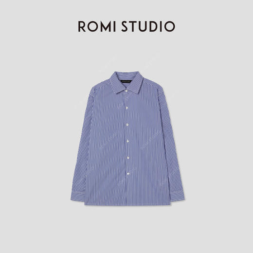 ROMI STUDIO“松弛随性”100%高支斜纹棉宽松条纹衬衫 RW24ASH0846 商品图2