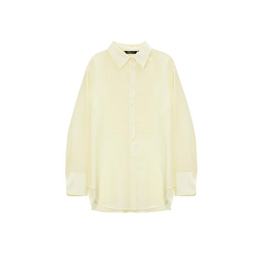 NEELLY纳俪商场同款春新款纯色长袖衬衫醋酯纤维女简约舒适上衣N25034B04610 商品图3