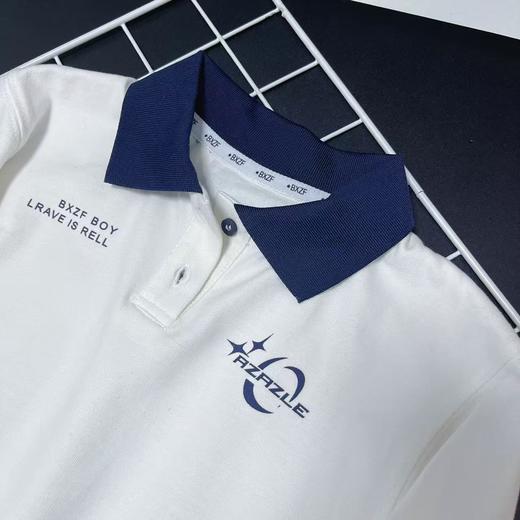 瑕疵【小资范】3202 100%棉藏青拼色POLO衫-喜出 商品图3