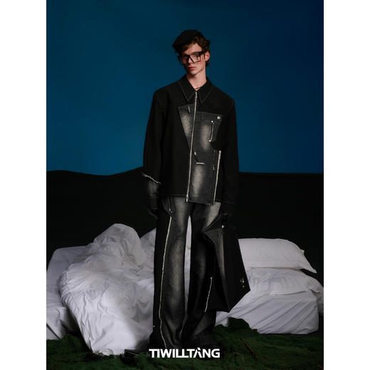 启世录TIWILLTANG“凌迹回响”春夏时尚牛仔拼接男女同款贝雷帽 商品图2