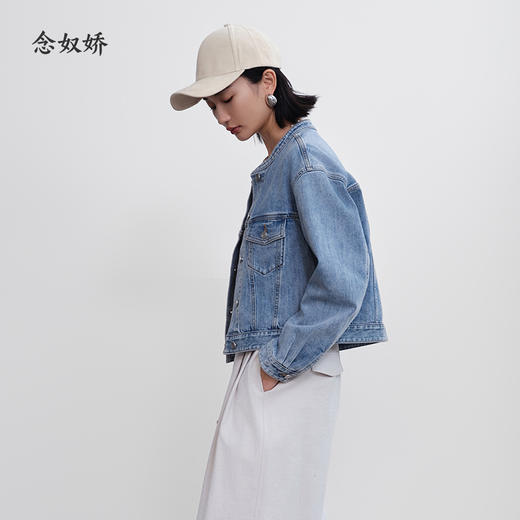 【商场同款】CNJ5283 “去班味牛仔衣”  截短式圆领牛仔外套 商品图3