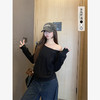 西遇宽松斜肩上衣女新款露肩内搭打底衫慵懒风长袖t恤SS150212 商品缩略图0