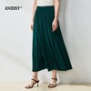 高腰松紧腰珠光丝质绸缎百褶大摆A字半身裙 商品缩略图1