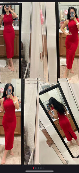 Lululemon 超美红色无袖后开叉连衣裙 只有2/4码