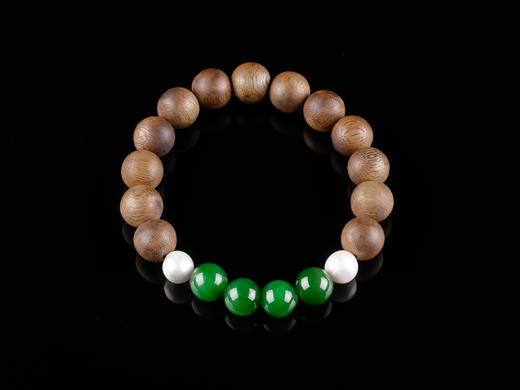 XY0275原创沉香+碧玉珍珠单圈手串 商品图6