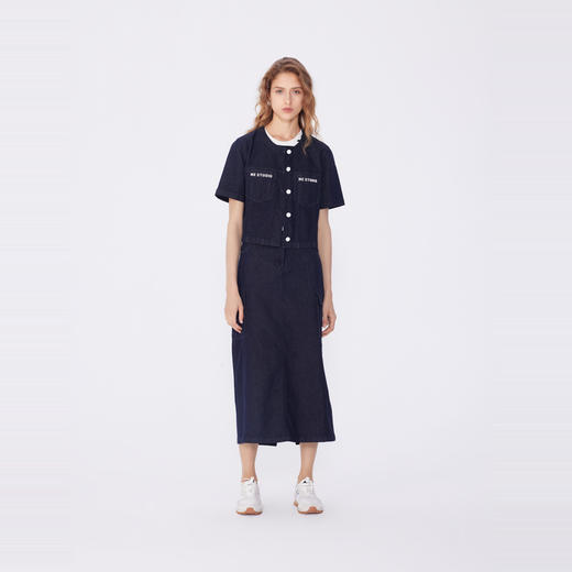 NEELLY纳俪商场同款春季新款简约显瘦包臀工装裙女通勤百搭中长裙N25034E04607 商品图2