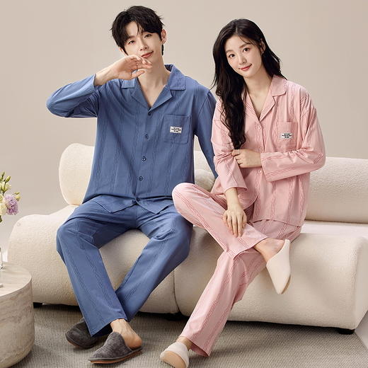 选择款式和尺码请参考详情！【MUMIANER牧棉儿--情侣款软糯印花纯棉家居服】软糯丝滑舒适棉质 自带隐形胸垫亲肤不跑杯 轻盈透气吸湿 “氧气家居” 宽松休闲可外穿懒人家居套装 商品图3