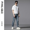 PINLI品立2025春夏新款潮牌修身水洗牛仔裤男士百搭休闲小脚长裤GD252116163 商品缩略图1